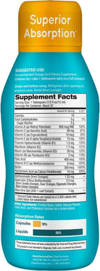 Multivitamínico Líquido Sin Azúcar para Niños - Vitaminas A, C, D, E, Complejo B + Quercetina - Sabor Naranja - 1 Mes