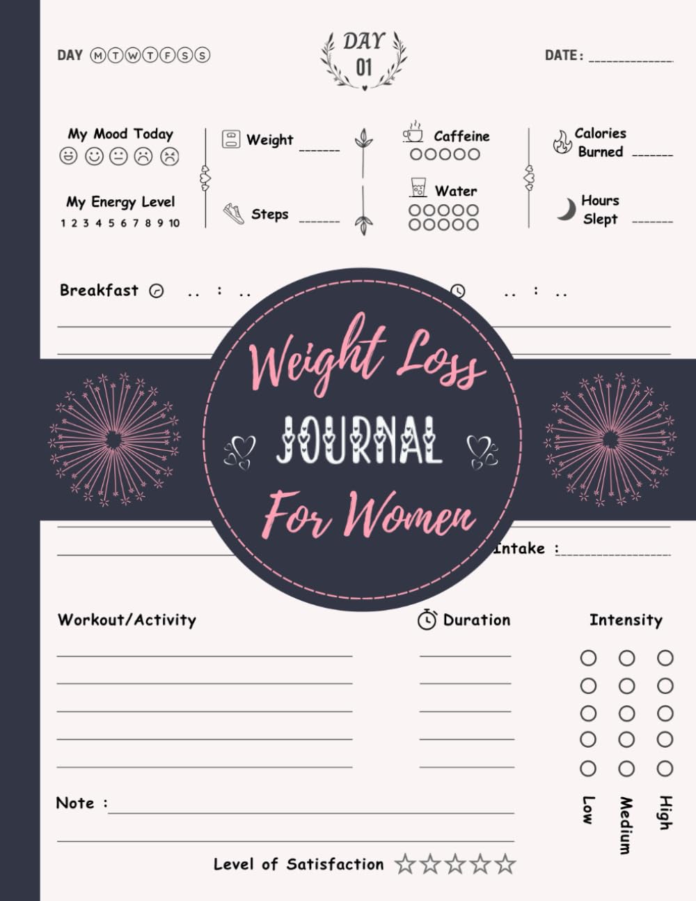 Weight Loss Journal For Women: Daily Food and Fitness Tracker for Weight Loss and Diet Plans | Exercise and Workout Planner | Daily Workout Program for Women