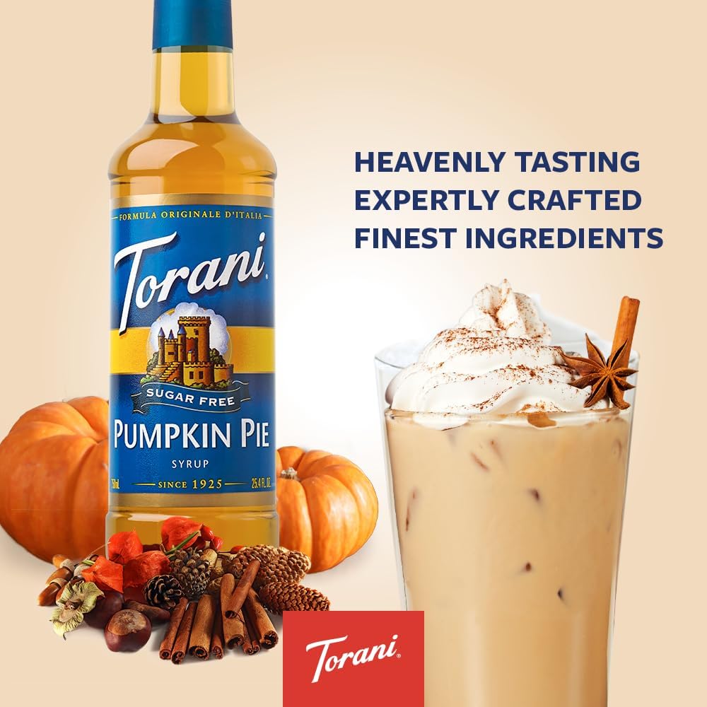 Torani Jarabe de Pastel de Calabaza Sin Azúcar para Café - 750 ml