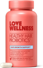 Love Wellness Healthy Hair Probiotics - Probióticos para el cabello con biotina, vitamina B12 y B6 - 30 cápsulas