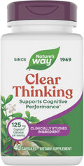 Nature's Way Clear Thinking Cognitivo, Ashwagandha, Reduce el Estrés y Apoya el Rendimiento Cognitivo, 40 Cápsulas