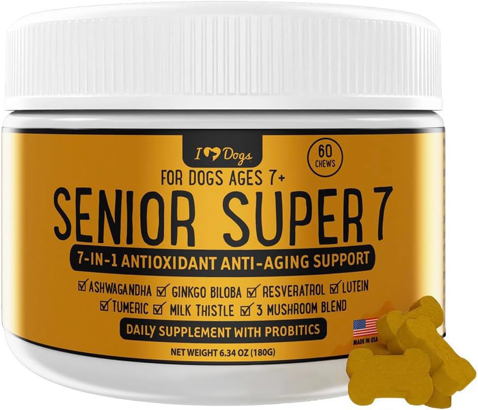 iHeartDogs Senior Super 7 Multivitamínico Diario para Perros - 7-en-1