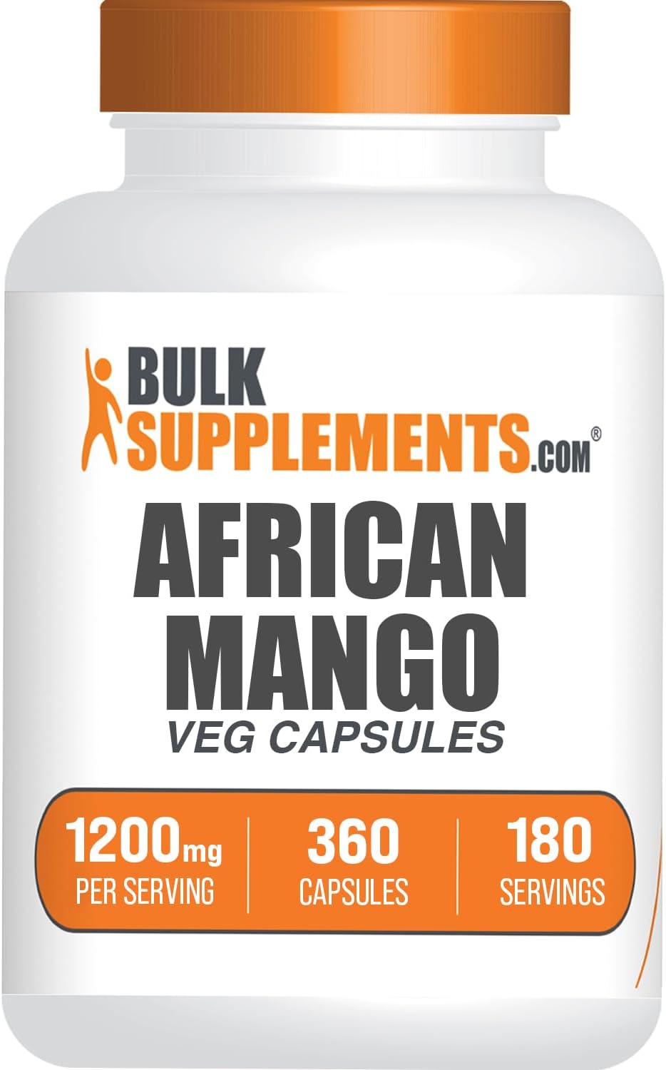 Extracto de Mango Africano de BulkSupplements.com - Cápsulas de Irvingia Gabonensis - Suplemento Herbal Vegano y Sin Gluten - 1200 mg por ración (2 cápsulas), 360 cápsulas