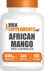 Extracto de Mango Africano de BulkSupplements.com - Cápsulas de Irvingia Gabonensis - Suplemento Herbal Vegano y Sin Gluten - 1200 mg por ración (2 cápsulas), 360 cápsulas