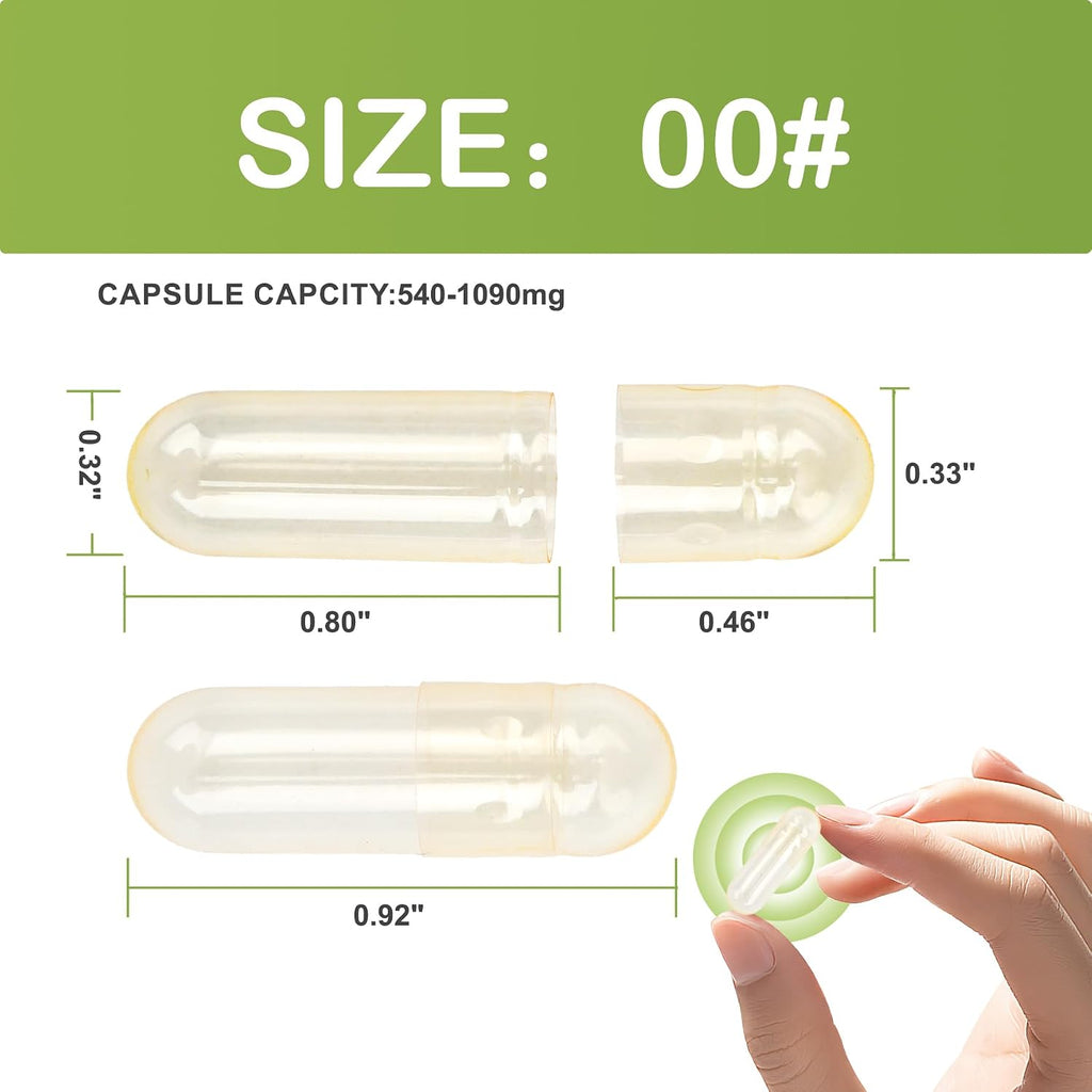 Cápsulas Vegetales Vacías Tamaño 00 Transparentes Veganas - 1000 Unidades para Rellenar Suplementos