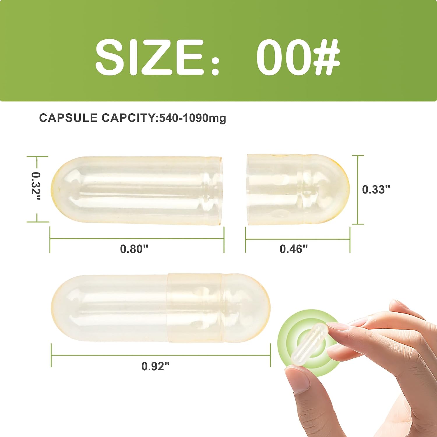 Cápsulas Vegetales Vacías Tamaño 00 Transparentes Veganas - 1000 Unidades para Rellenar Suplementos