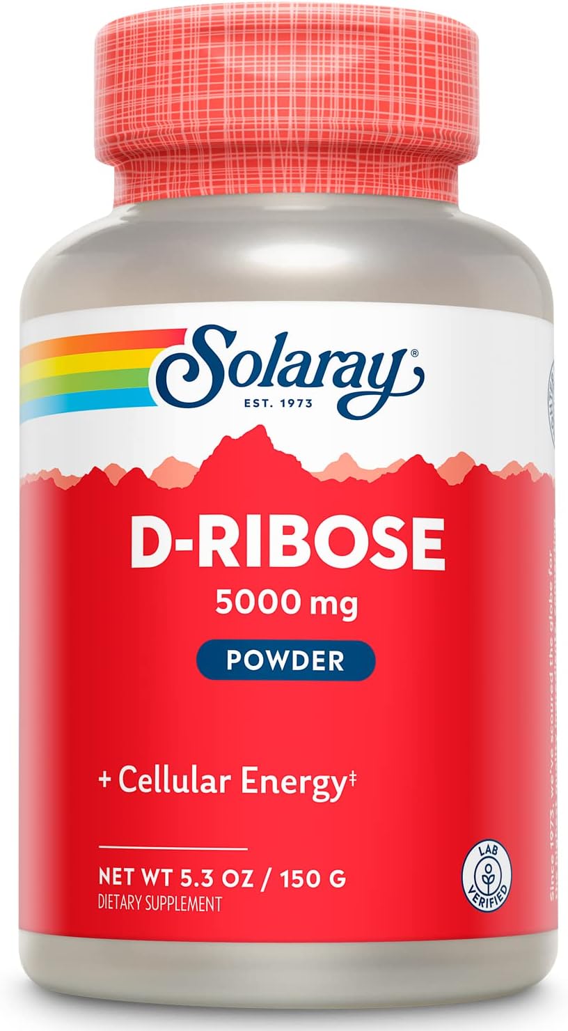 SOLARAY D-Ribosa en Polvo 5000 mg - 150 g - Apoyo a la Energía Celular y Cardíaca