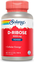SOLARAY D-Ribosa en Polvo 5000 mg - 150 g - Apoyo a la Energía Celular y Cardíaca