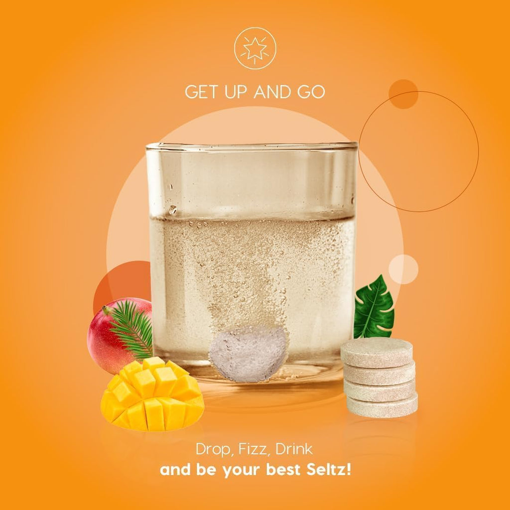 Seltz Multivitamínico en Comprimidos Efervescentes con Luteína, Antioxidante Diario y Apoyo a la Salud Ocular, Get Up and Go, Sabor Tropical, Se Disuelve en Agua, 120 Comprimidos, Paquete de 6