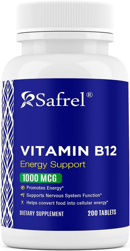 Safrel Vitamina B12 1000 mcg - 200 – Metabolismo energético: Ayuda a convertir los alimentos en energía – Image 1