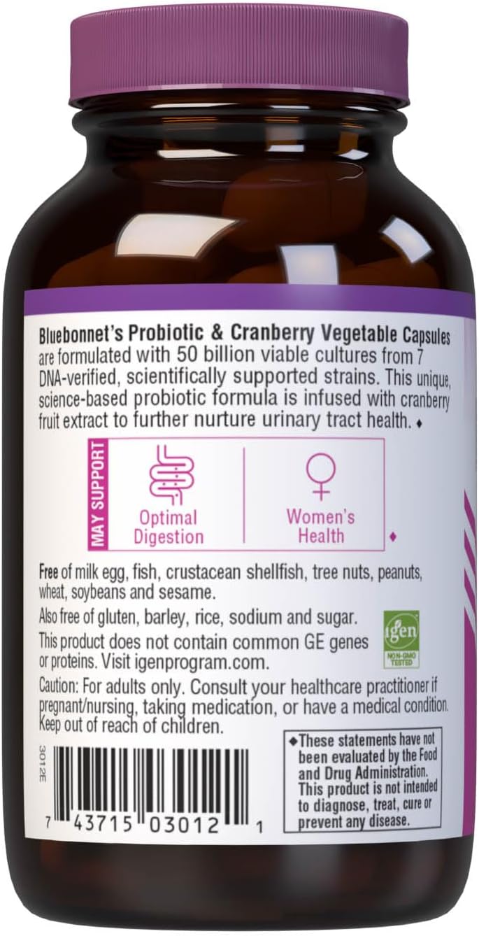 Bluebonnet Nutrition Advanced Choice Ladies' Single Daily Probiotic 50 Billion – Women's Probiotic, 30 Vegetable Capsules