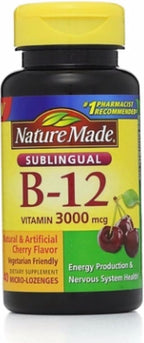 Nature Made Vitamina B-12 3000mcg, Comprimidos Sublinguales, Sabor Cereza, 40 unidades (Paquete de 2)