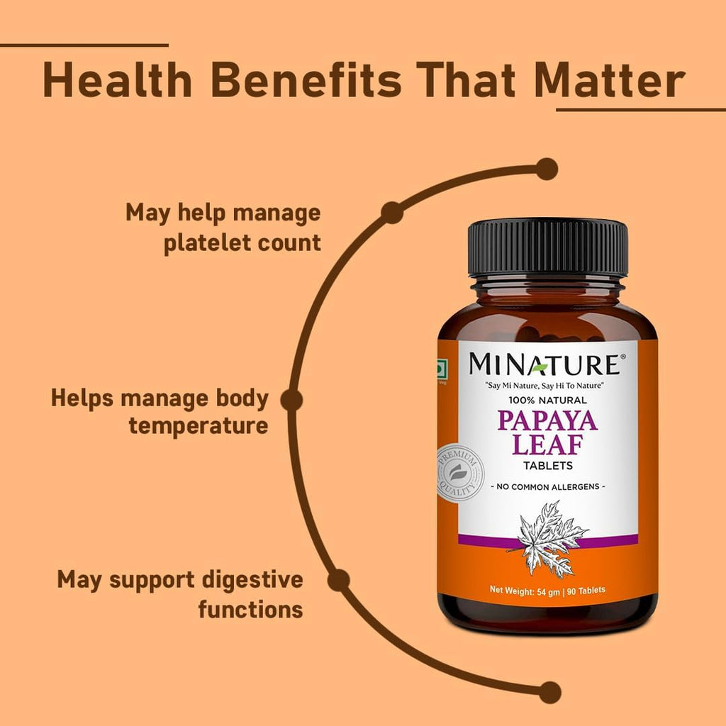 minature Papaya Leaf Tablets 90 Tablets, 1000 mg | 45 Días | Vegano