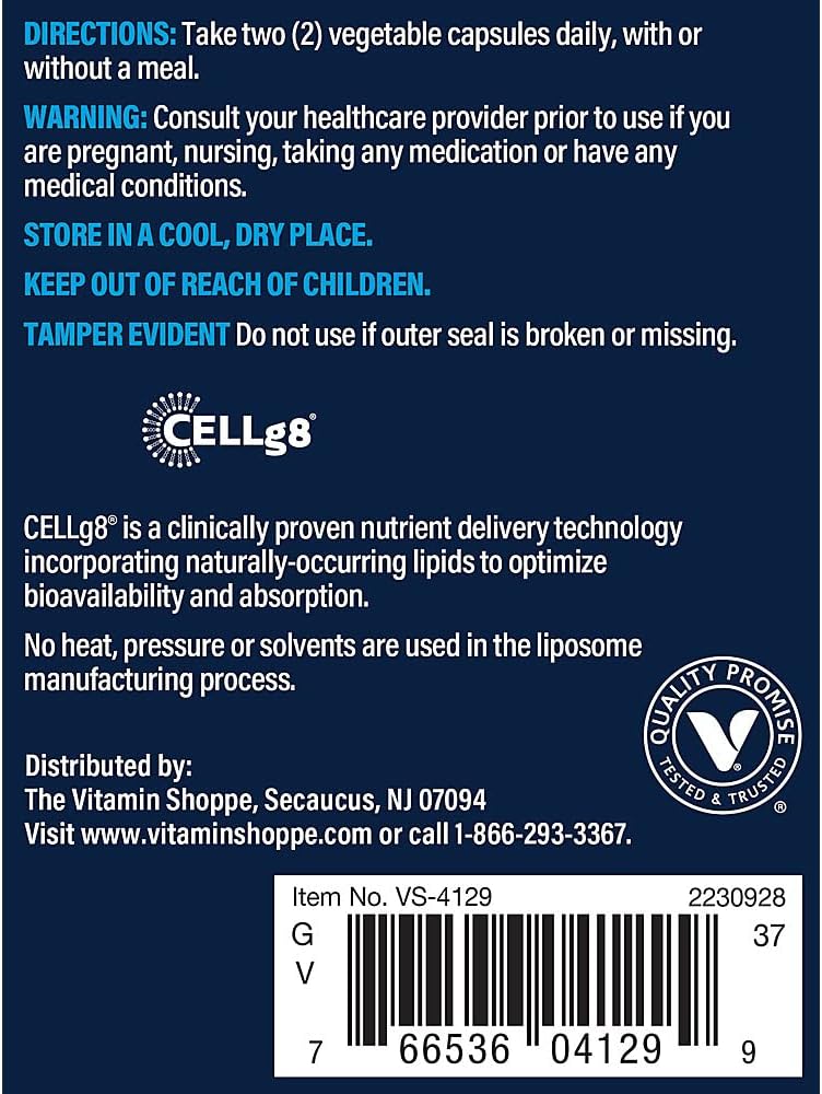 Vthrive Vitamina C Liposomal – 1000 mg, 120 Cápsulas Vegetales – Alta Biodisponibilidad y Absorción