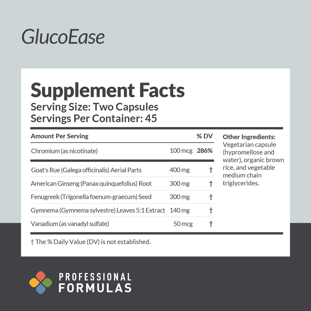 Professional Formulas GlucoEase – 90 Capsules