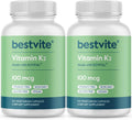 BESTVITE Vitamina K2 100 mcg (MK-7) - 240 Cápsulas Vegetarianas