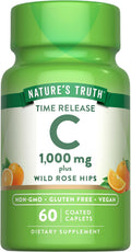 Nature's Truth Vitamin C with Rose Hips 1000 mg | 60 Coated Tablets | Vegan, Non-GMO and Gluten Free