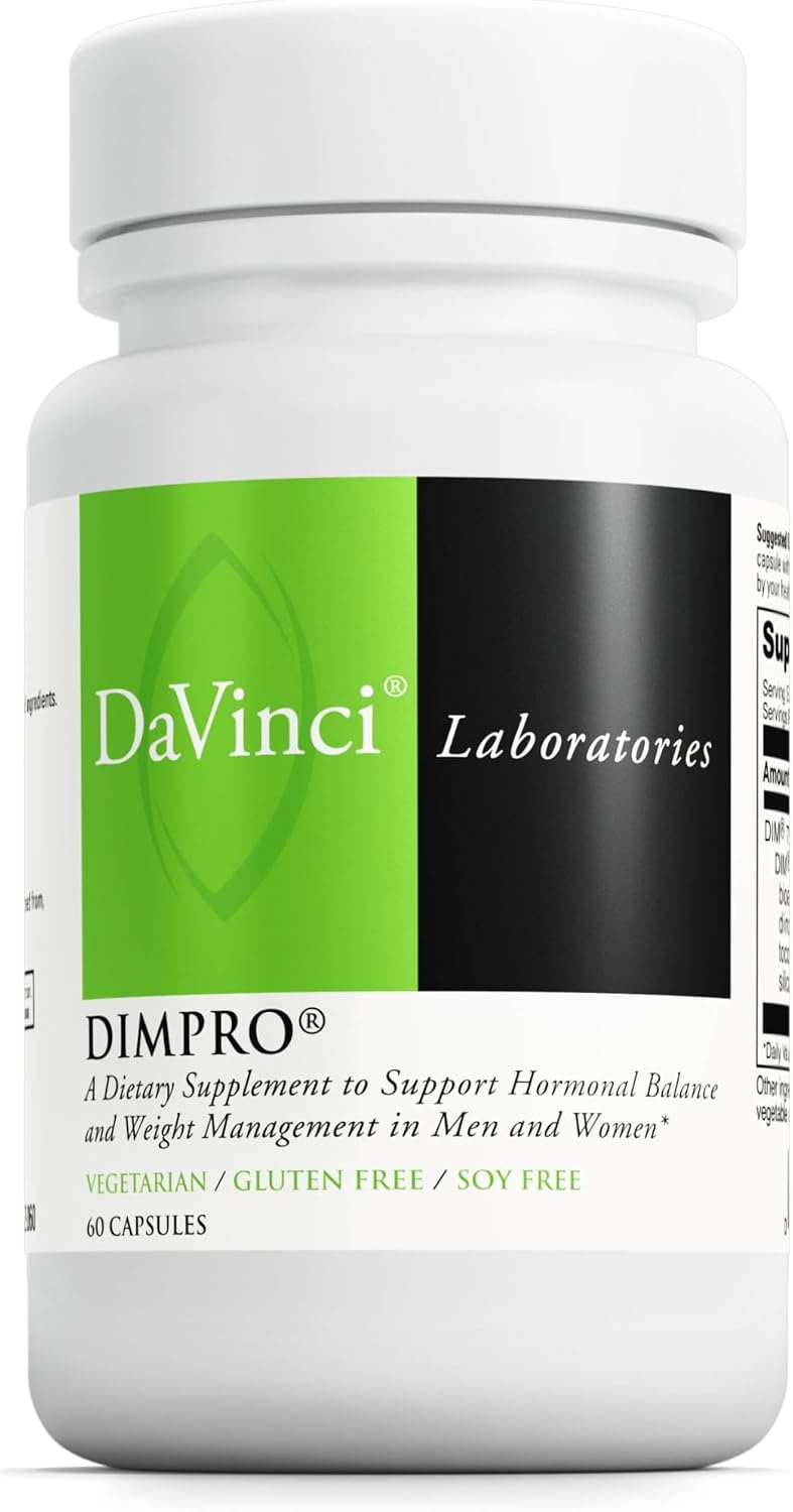 DAVINCI Labs DimPro - Suplemento para el Equilibrio Hormonal con Vitamina E - 60 Cápsulas