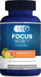 Focus Select AREDS2 Masticable - Suplemento Ocular con Luteína y Zeaxantina - 180 Comprimidos (90 Días)
