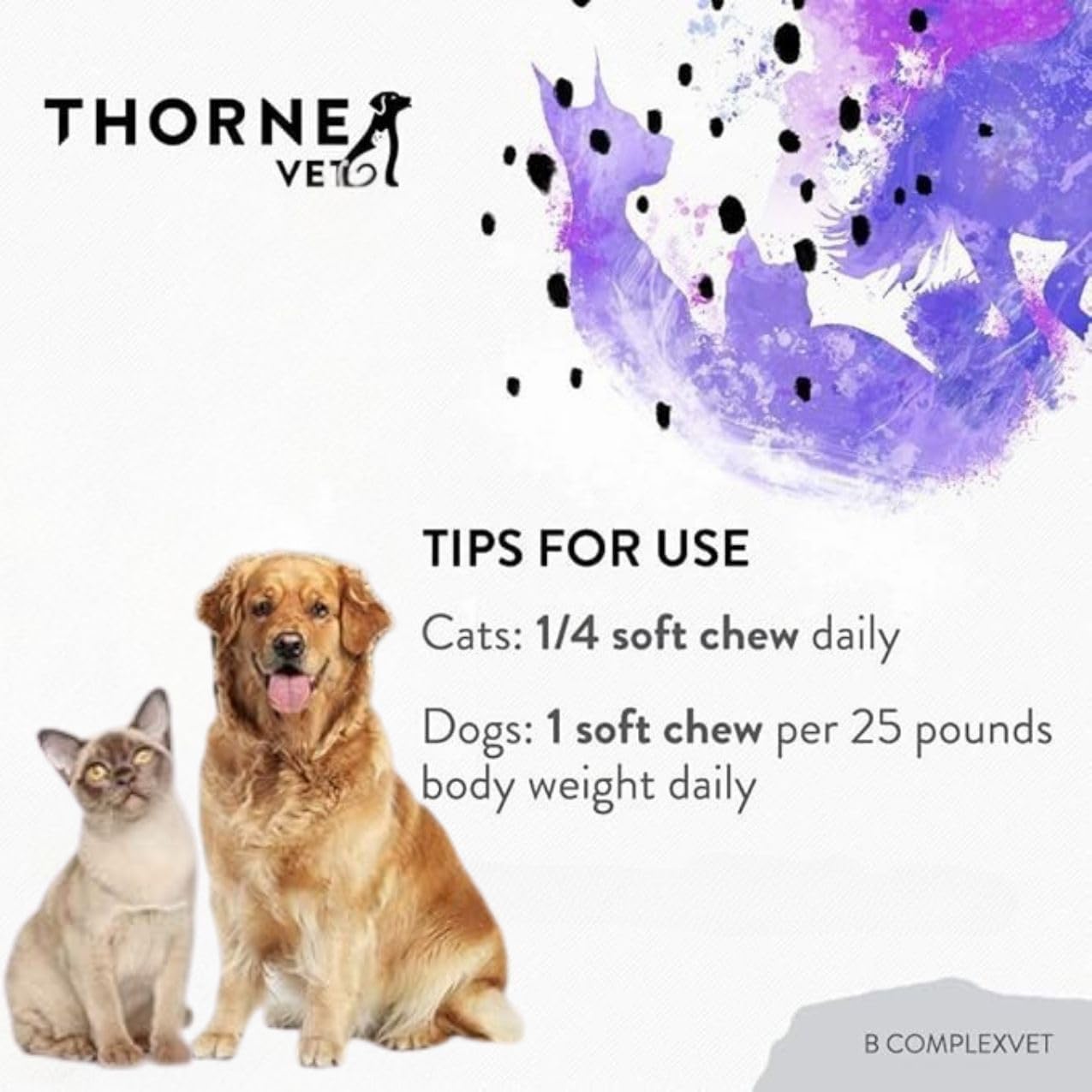 ThorneVET B ComplexVET – Complejo B para Perros y Gatos - 60 Masticables Blandas