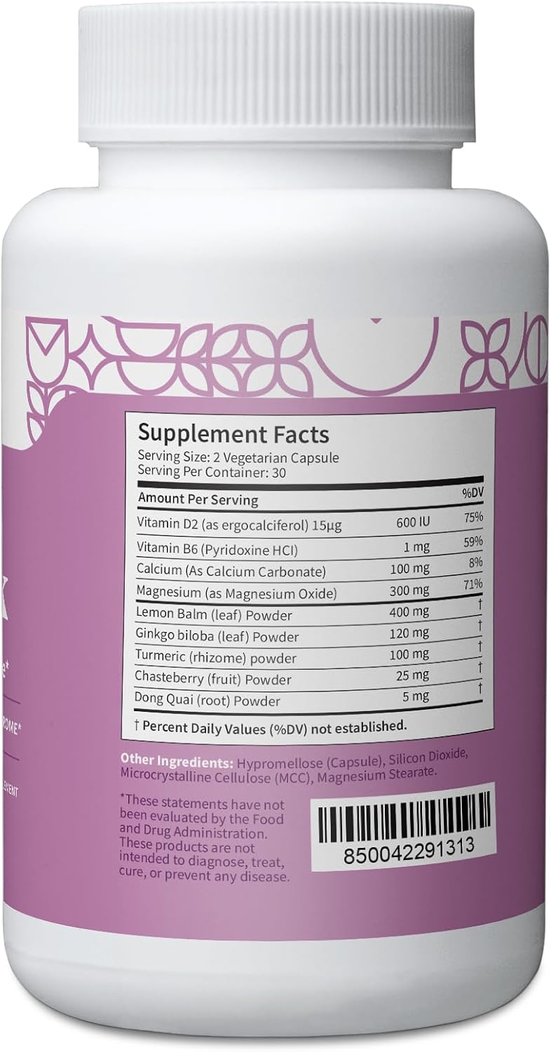 Pattern Wellness PMS Complex – Apoyo para el Bienestar del Ciclo Mensual con Vitamina B6, Magnesio y Extractos Herbales – 60 Cápsulas Veganas