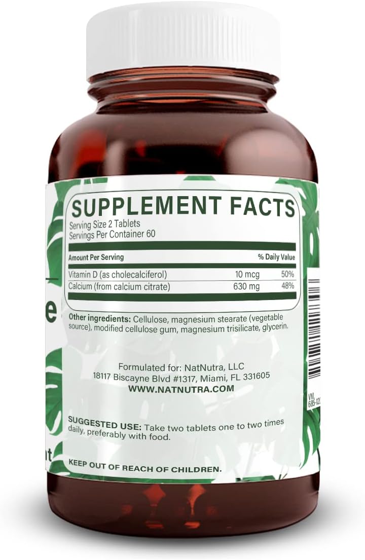 Natural Nutra Citrato de Calcio con Vitamina D3 - 120 Comprimidos