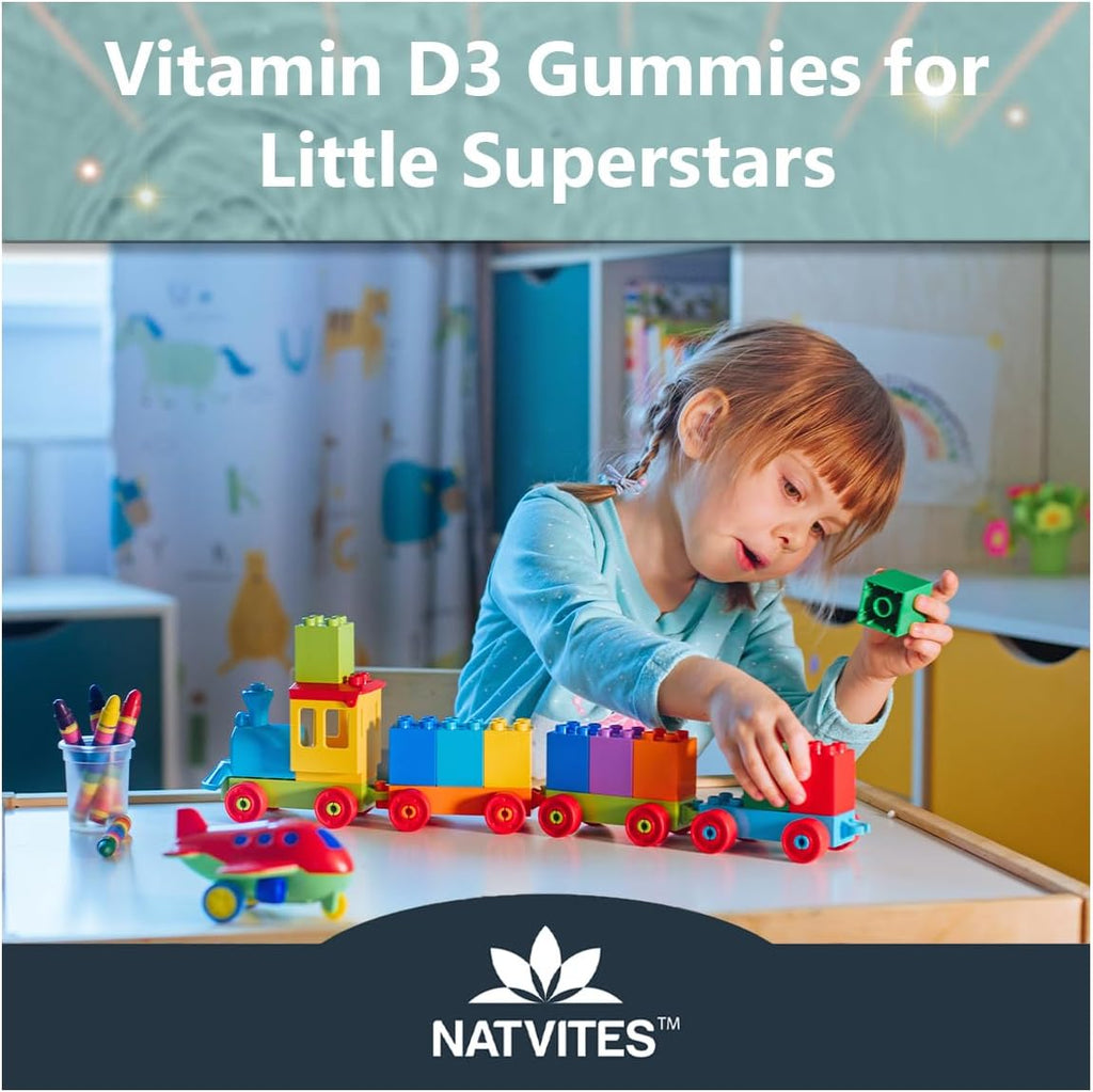 Vitamina D3 Gominolas para Niños - 1000 UI - Sabor Fresa - 120 Gominolas