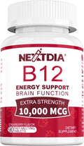 Vitamina B12 Metilcobalamina 10000 mcg – 90 Comprimidos Sublinguales Sabor Fresa – Vegano, Sin Gluten