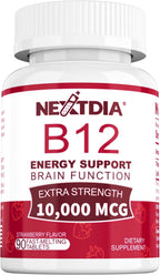 Vitamina B12 Metilcobalamina 10000 mcg – 90 Comprimidos Sublinguales Sabor Fresa – Vegano, Sin Gluten