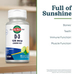 KAL Vitamina D3 5000 UI ActivMelt, Comprimidos Micro de Disolución Rápida, Sabor Limón-Lima Natural, 90 Comprimidos