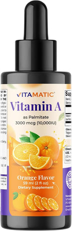 Vitamatic Vitamina A Líquida sin Azúcar 10000 UI (3000 mcg) como Palmitato de Retinilo - 59 ml (2 FL OZ)