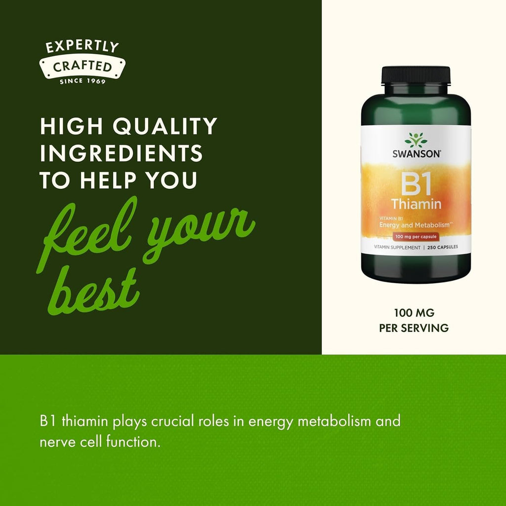 Swanson Vitamina B1 (Tiamina) 100 mg - 250 Cápsulas