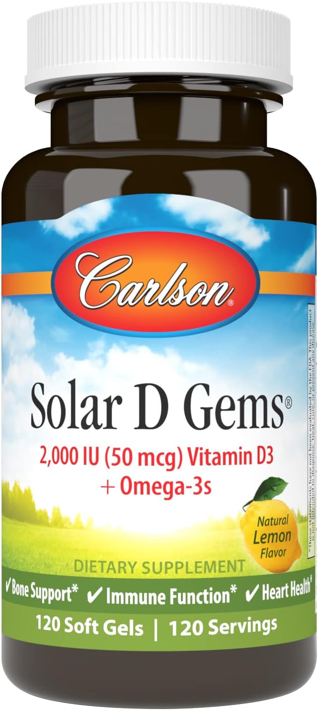 Carlson Labs Solar D Gems Vitamina D3 Natural 2000 UI – 120 Cápsulas Blandas