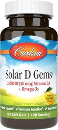 Carlson Labs Solar D Gems Vitamina D3 Natural 2000 UI – 120 Cápsulas Blandas