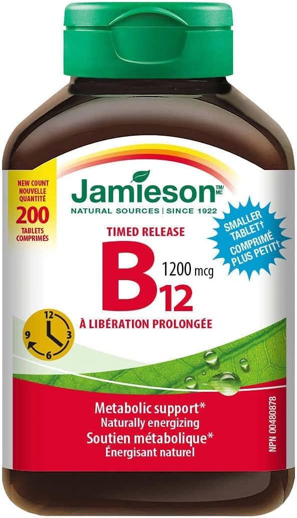 Jamieson Vitamina B12 1200mcg Liberación Prolongada, 200 Comprimidos