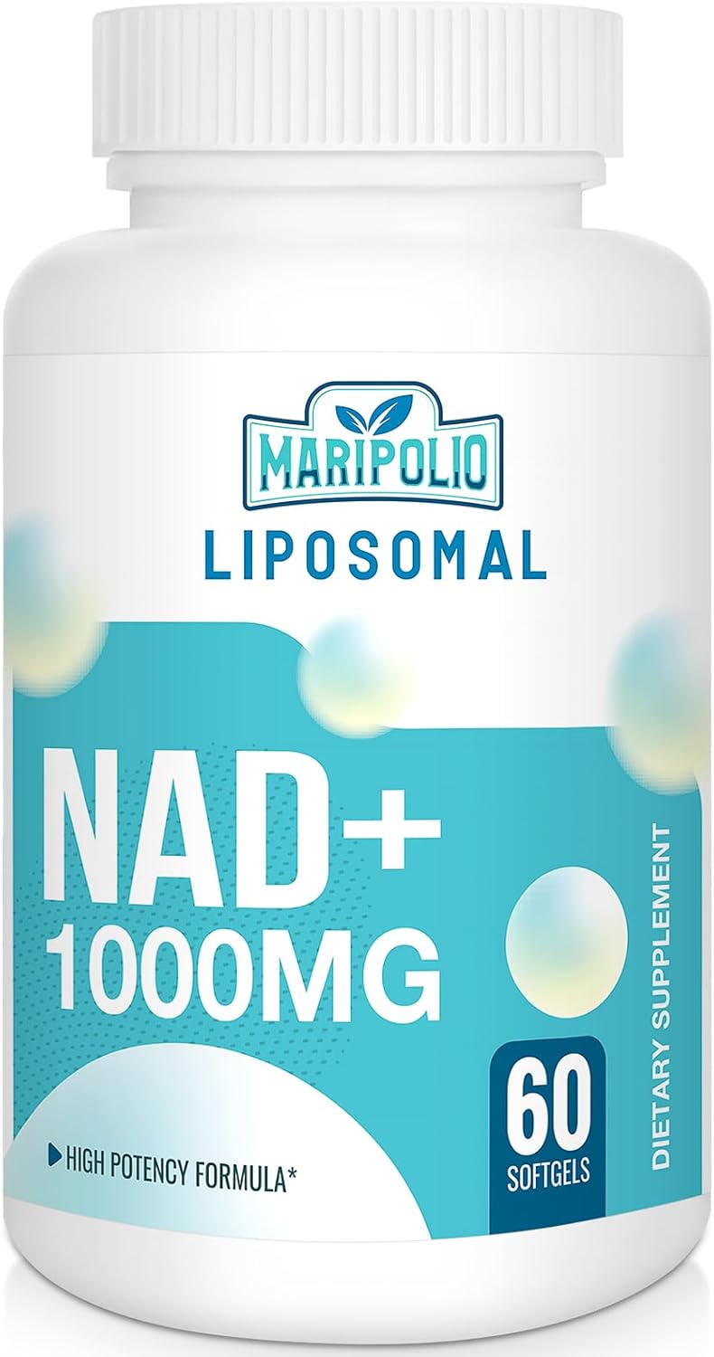 Maripolio NAD+ Liposomal 1000 mg | Alta Biodisponibilidad | Apoyo al Metabolismo Energético Celular | Suplemento de NAD+ Puro para Hombres y Mujeres, 60 Cápsulas Blandas