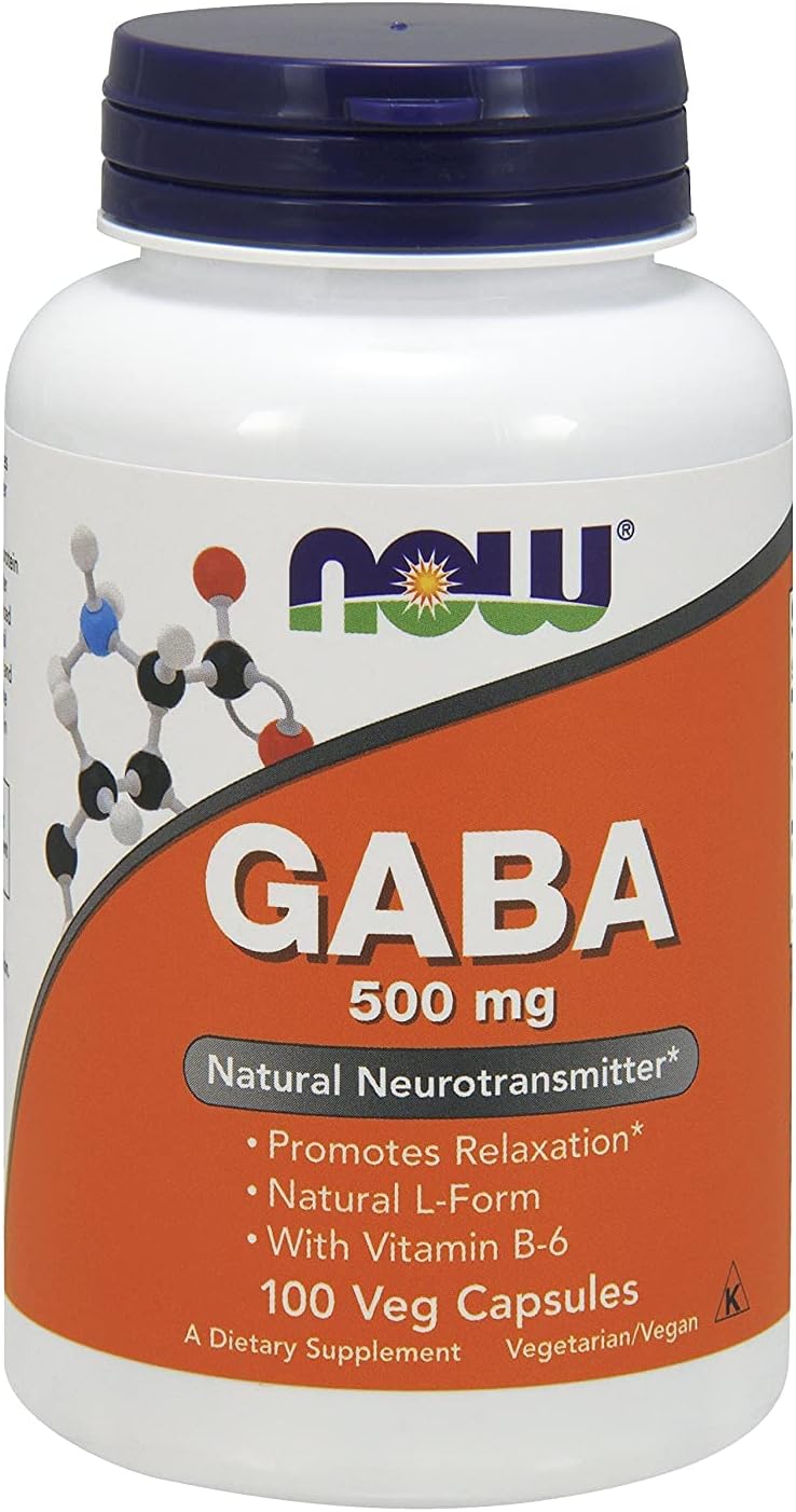 NOW Foods GABA 500 mg con Vitamina B6 - 200 Cápsulas (2 x 100)