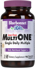 Bluebonnet Nutrition Multi One (Iron-Free) Vegetable Capsules - Whole Food-Based Multivitamin Complex with Chelated Minerals, 90 Capsules