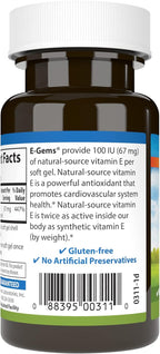 Carlson - E-Gems, 100 UI (67 mg), Vitamina E Natural, 100 Cápsulas Blandas