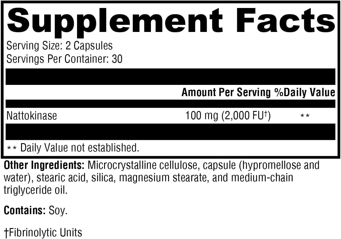 XYMOGEN Nattokinase - Apoyo Cardiovascular y Vascular - 100 mg de Nattokinasa - Fórmula Enzimática - Vegano y No Transgénico - 60 Cápsulas