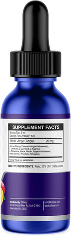 OLIBELA African Mango Gotas - Complejo Herbal 11-en-1 con Irvingia Gabonensis, L-Carnitina, Maca y Aminoácidos - Apoyo Metabólico - 60 ml