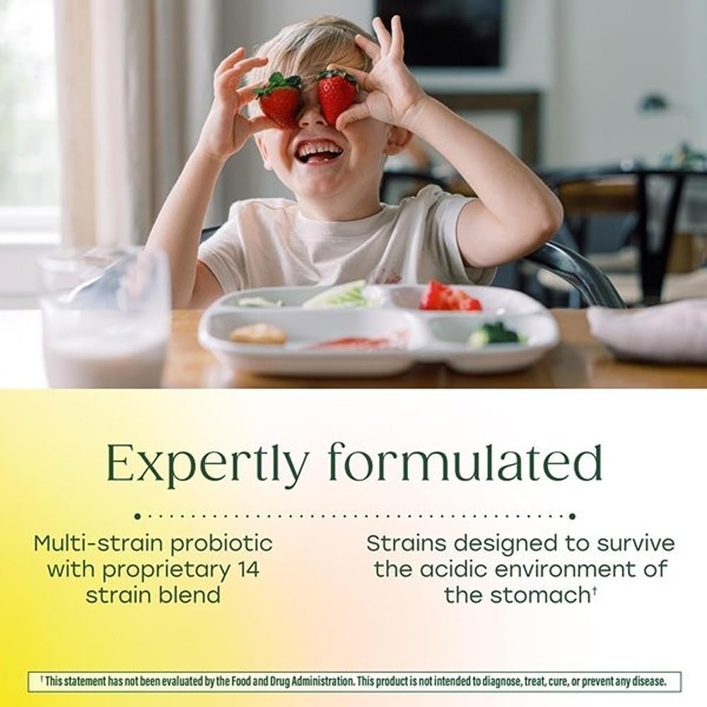 MegaFood MegaFlora Kids Probiotics - 5 Mil Millones de UFC - Sin OGM, Vegetariano, Sin 9 Alérgenos - 60 Cápsulas Mini