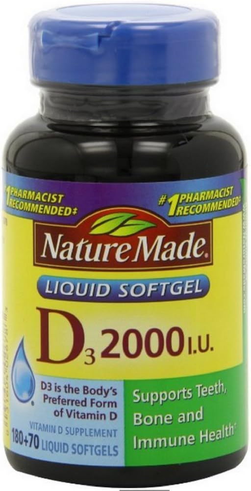 Nature Made Vitamina D3 2000 UI Cápsulas Blandas Líquidas (Pack de 3, 750 Cápsulas)