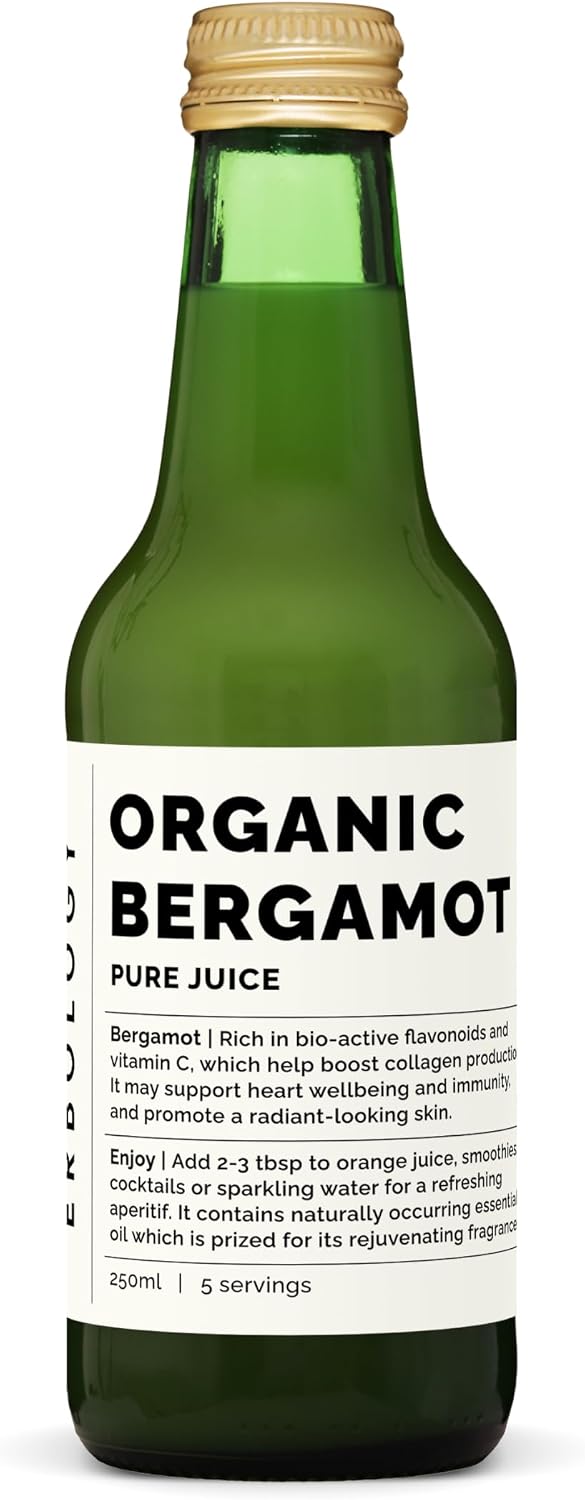 Zumo de Bergamota 100% Orgánico 250ml (Caja de 12) - Rico en Flavonoides Bioactivos - Sin Azúcar Añadido - No GMO