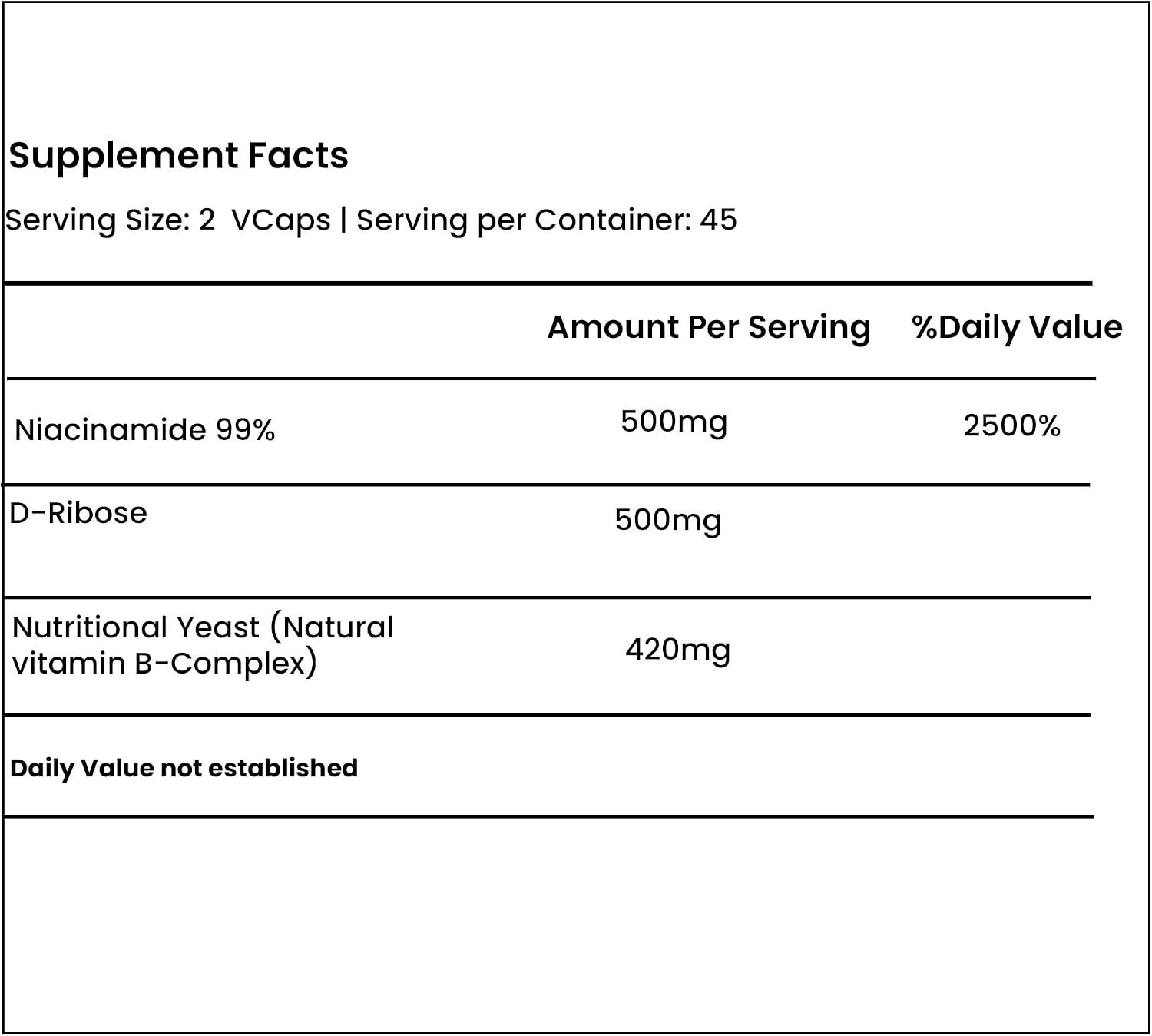 Green Organic Supplements Complejo de Niacinamida, Niacina, NAD, NADH - Alta Absorbancia, No GMO, Sin Gluten (Unidad)