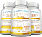 Approved Science Berberina 1000mg - Suplemento de Berberina de Alta Absorción con BioPerina - 60 Cápsulas - 1 Mes de Suministro - Vegano