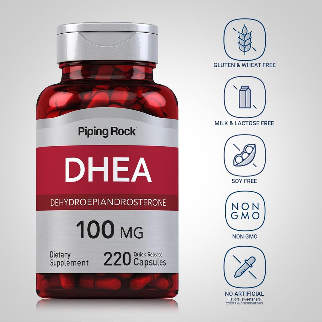 Piping Rock DHEA 100mg, 220 Cápsulas de Liberación Rápida