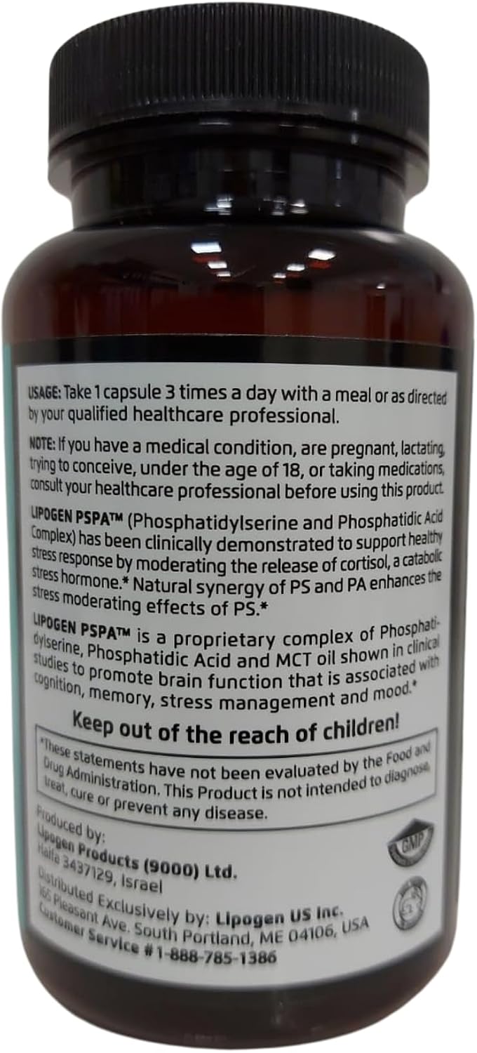 Lipogen PSPA - Dietary Supplement with Phosphatidylserine and Phosphatidic Acid, 90 Softgels