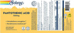 Solaray Ácido Pantoténico 500 mg - 100 Cápsulas
