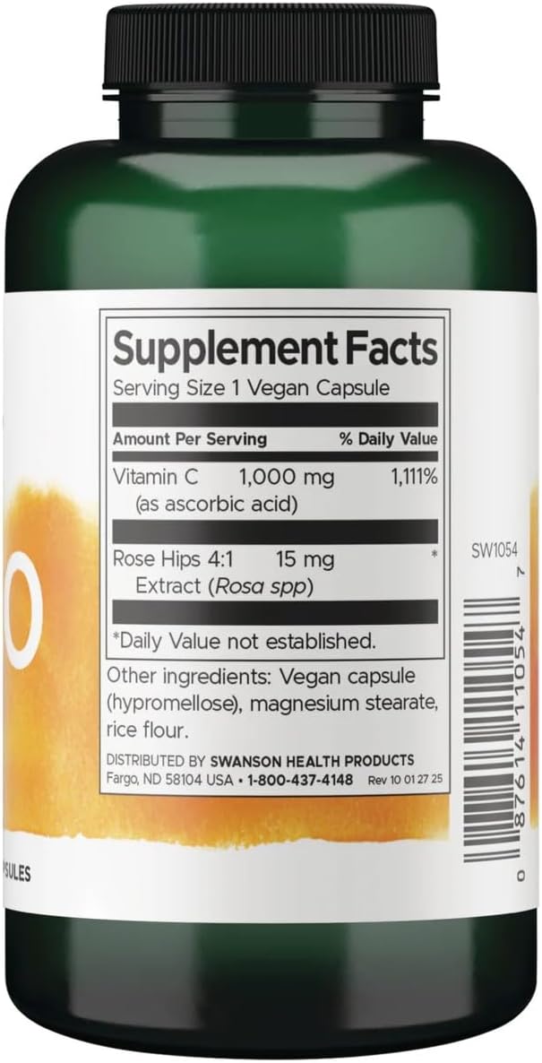 Swanson Vitamina C con Escaramujo - 90 Cápsulas, 1000 mg